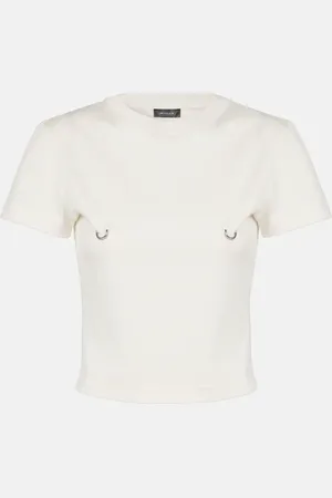 MUGLER Verziertes Cropped-Top aus Baumwoll-Jersey