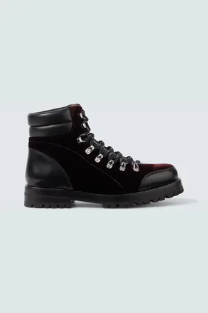 Manolo Blahnik Schnürstiefel Janka aus Samt mit Leder