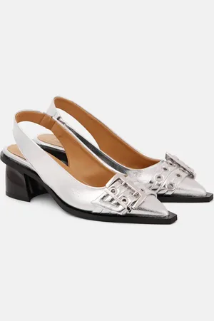 Ganni Slingback-Pumps aus Metallic-Lederimitat