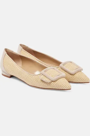 Manolo Blahnik Ballerinas Maysalepumpflat aus Raffiabast
