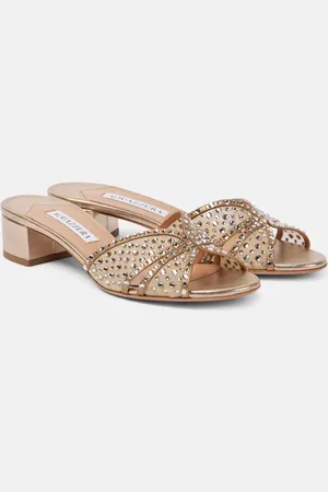 Aquazzura Verzierte Pantoletten Crystal Love 35 mit Kristallen