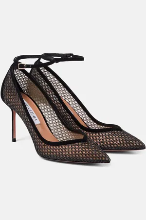 Aquazzura Pumps Asha 85 aus Mesh mit Veloursleder
