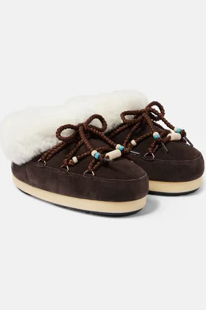 Moon Boot Slip-Ons aus Veloursleder mit Faux Fur