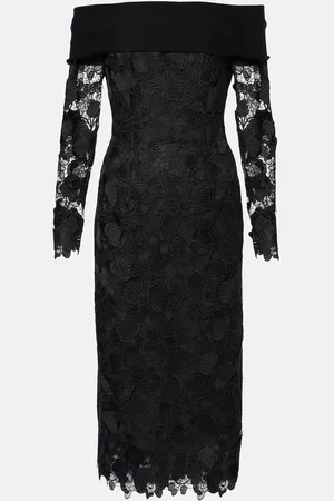 Oscar de la Renta Midikleid Orchid aus Guipure-Spitze