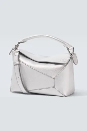 Loewe Tote Puzzle Edge Small aus Metallic-Leder