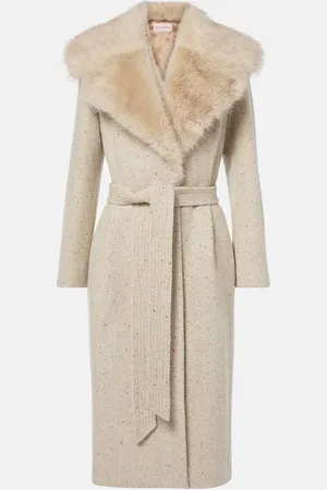 VALENTINO Mantel aus Schurwolle mit Faux Fur