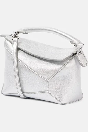 Loewe Tote Puzzle Edge Mini aus Metallic-Leder