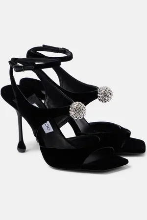 Jimmy Choo Sandalen Orb 95 aus Samt mit Kristallen