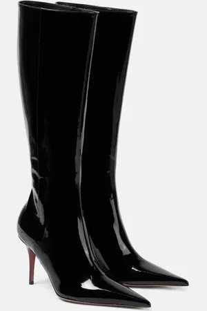 Amina Muaddi Stiefel Barbara 90 aus Lackleder