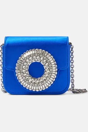 Aquazzura Schultertasche Mini aus Satin mit Kristallen