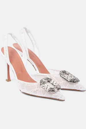 Amina Muaddi Verzierte Slingback-Pumps Camelia 90 aus Spitze