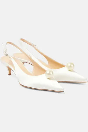 MAGDA BUTRYM Slingback-Sandalen aus Satin mit Zierperle