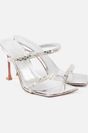 Amina Muaddi Sandalen Diana 95 aus Leder mit Kristallen