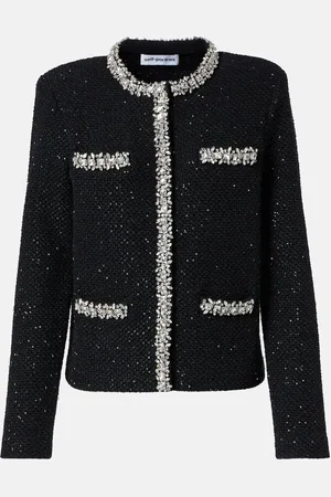Self-Portrait Jacke aus Bouclé mit Kristallen und Pailletten