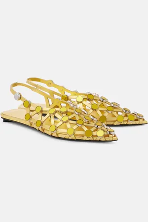 The Attico Slingback-Ballerinas Grid aus Metallic-Leder