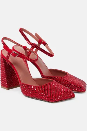 Amina Muaddi Verzierte Pumps Charlotte 95 aus Veloursleder