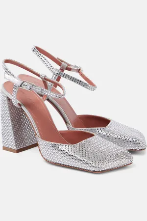 Amina Muaddi Verzierte Pumps Charlotte 95 aus Metallic-Leder