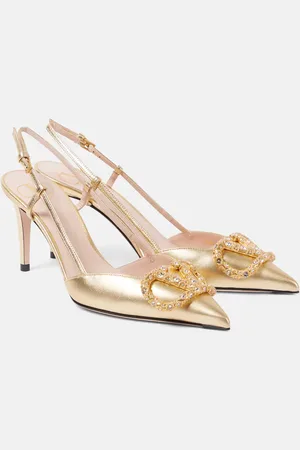 VALENTINO GARAVANI Slingback-Pumps VLogo Signature 80 aus Metallic-Leder