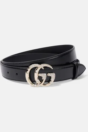 Gucci Gürtel Double G aus Leder mit Kristallen