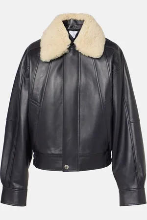 Bottega Veneta Blouson aus Leder mit Shearling