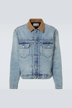 Frame Jeansjacke mit Veloursleder