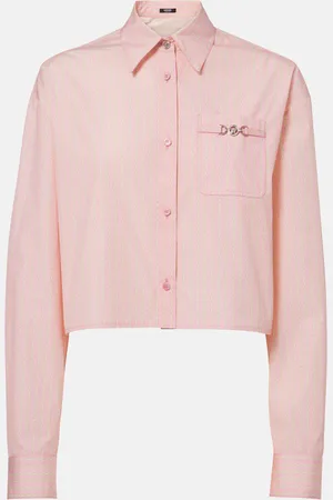 VERSACE Cropped-Hemd Chain Pinstripe aus Baumwollpopeline