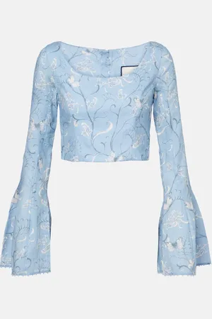 Agua by Agua Bendita Cropped-Top Limoncillo Lymanopoda aus Leinen