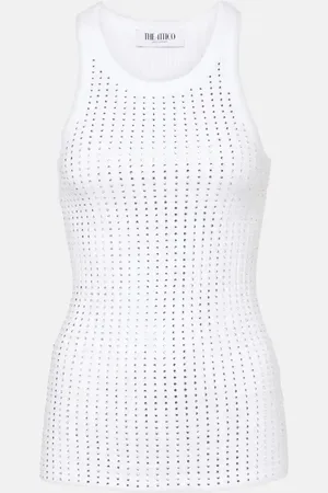 The Attico Top aus Baumwoll-Jersey mit Kristallen