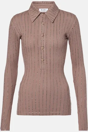 The Attico Polopullover aus Baumwolle mit Kristallen