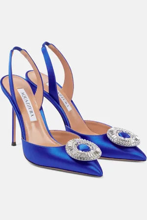 Aquazzura Slingback-Pumps Crystal Hoop 105 aus Satin