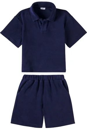 Il gufo Set aus Polohemd und Shorts aus Frottee