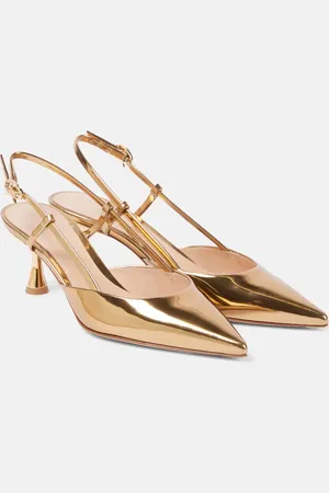 Gianvito Rossi Slingback-Pumps Ascent 55 aus Metallic-Leder