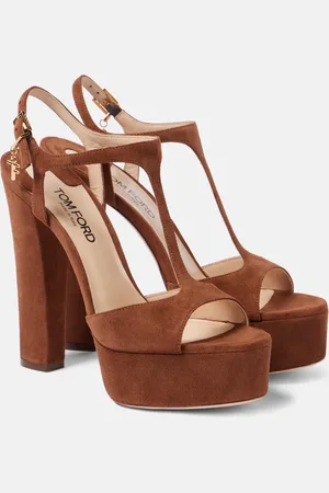 Tom Ford Plateausandalen Angelina 130 aus Veloursleder