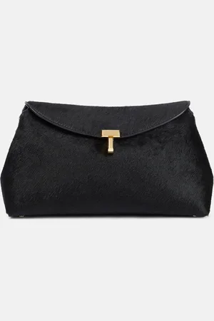 Totême Clutch T-Lock Small aus Kalbshaar