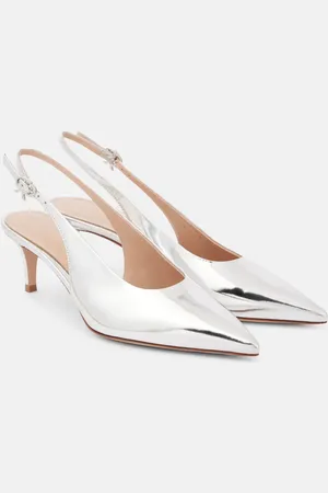 Gianvito Rossi Slingback-Pumps 55 aus Metallic-Leder