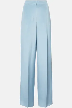 Max Mara Weite High-Rise-Hose Origano aus Seide