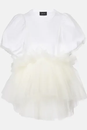 Simone Rocha Top aus Baumwoll-Jersey mit Tüll