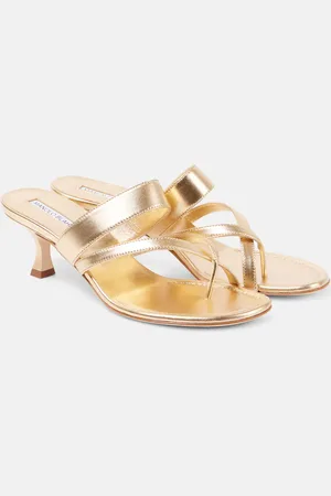 Manolo Blahnik Sandalen Susa 50 aus Metallic-Leder