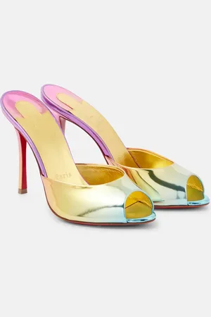 Christian Louboutin Pantoletten Me Dolly 100 aus Metallic-Leder