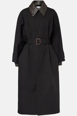 Bottega Veneta Mantel aus einem Baumwollgemisch mit Leder