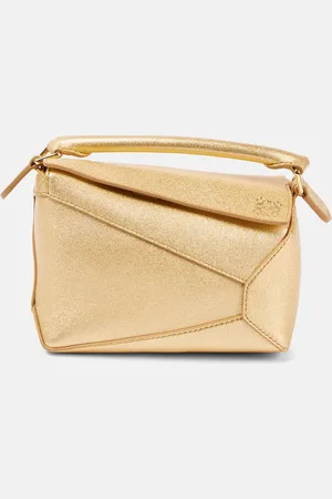 Loewe Tote Puzzle Mini aus Metallic-Leder