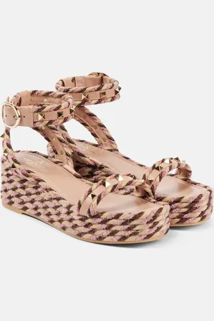 VALENTINO GARAVANI Plateausandalen Rockstud Torchon mit Leder