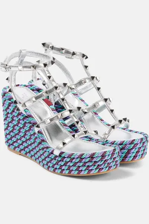 VALENTINO GARAVANI Wedge-Sandalen Rockstud 95 mit Metallic-Leder