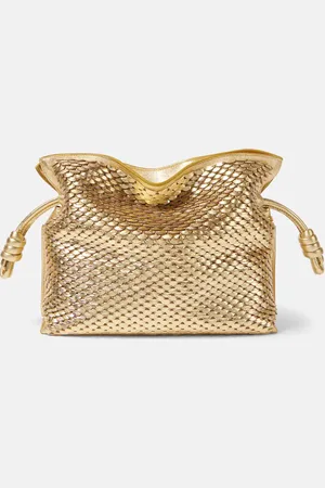 Loewe Clutch Flamenco Small aus Metallic-Leder