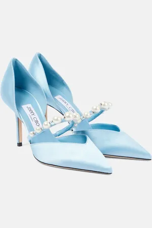 Jimmy Choo Pumps Aurelie 85 aus Satin mit Zierperlen