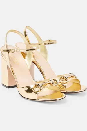 Gucci Sandalen Horsebit aus Metallic-Leder