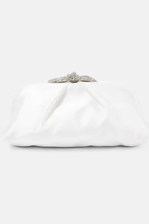 Aquazzura Clutch Very Bow Tie aus Satin mit Kristallen