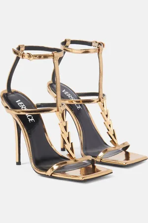 VERSACE Sandalen V2025 Chain aus Metallic-Leder