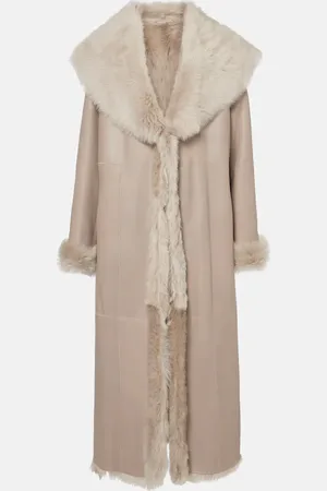 Nour Hammour Mantel Marlene aus Veloursleder mit Shearling