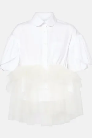 Simone Rocha Bluse aus Baumwolle mit Tüll